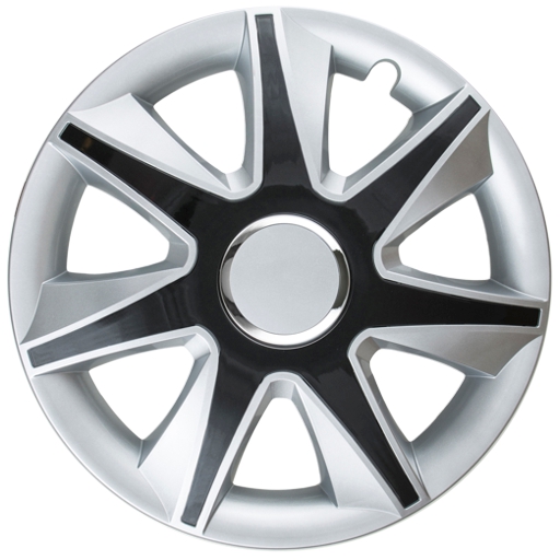 Poklice na kola - 4ks (sad) kompatibilní s modely NISSAN 16'' run stribrna/cerna