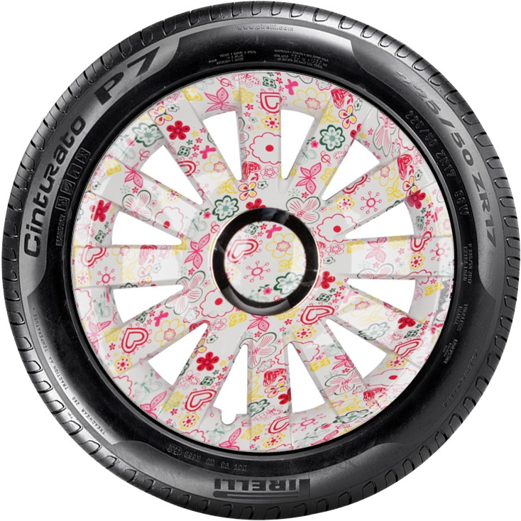 Poklice na kola - 4ks (sad) kompatibilní s modely HONDA 15'' agat květiny