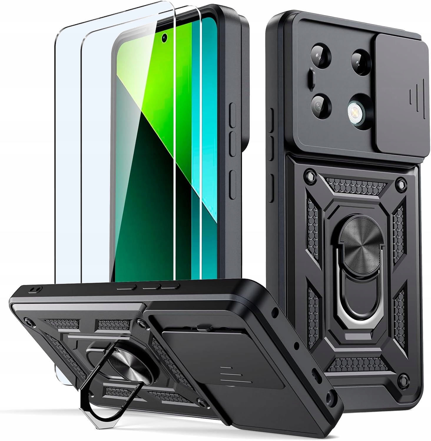 Xiaomi Poco X6 Pro, 5G puzdro pre mobilný telefón, kryt pancierovaný SLIDE 4w1 ring