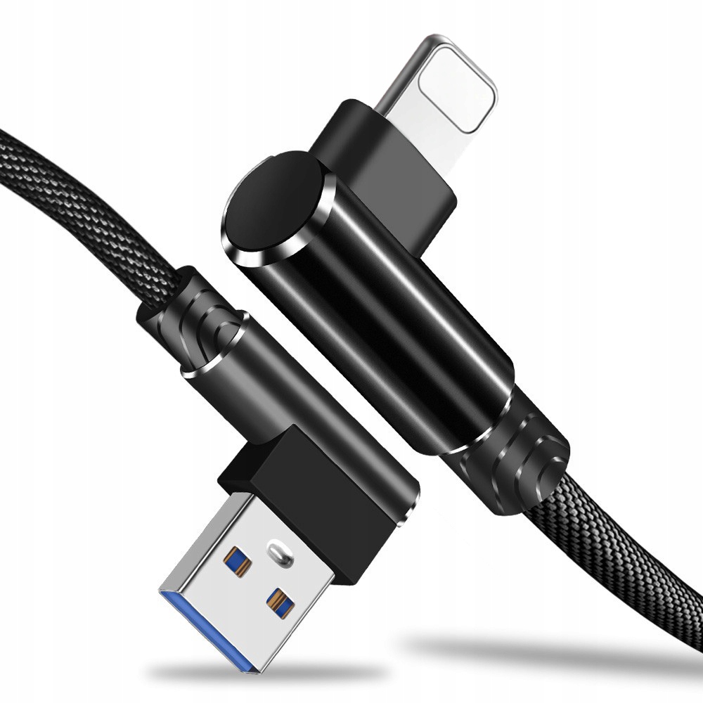 Datový a napájecí kabel USB v úhlu 90° IPHONE 5 6 6s 7 8 11 PLUS X XS MAX - 1m