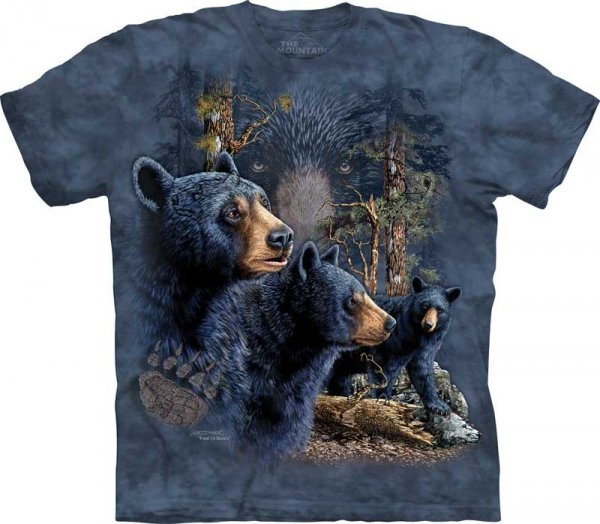 Tričko s 3D potlačou - krátký rukáv - Find 13 Black Bears, medveď - The Mountain