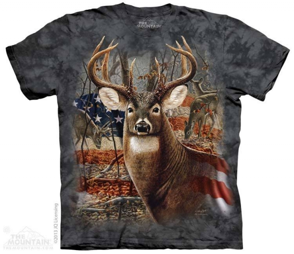 Tričko s 3D potlačou - Patriotic Buck, jeleň, USA - The Mountain