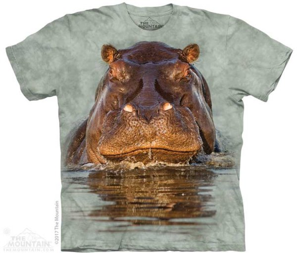 Tričko s 3D potlačou - Hippo, hroch vo vode - The Mountain