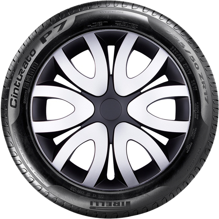 Poklice na kola - 4ks (sad) kompatibilní s modely HONDA 14'' mika stribrna/cerna