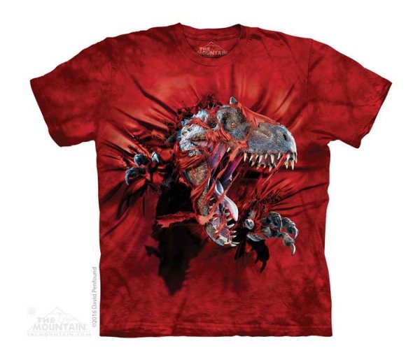 Tričko 3D potisk - Red Ripper Rex, dinosaurus - The Mountain / děti