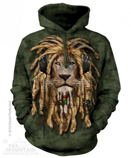 Blúza mikina s 3D potlačou a kapucňou - DJ Jahman, rastamanský lev The Mountain