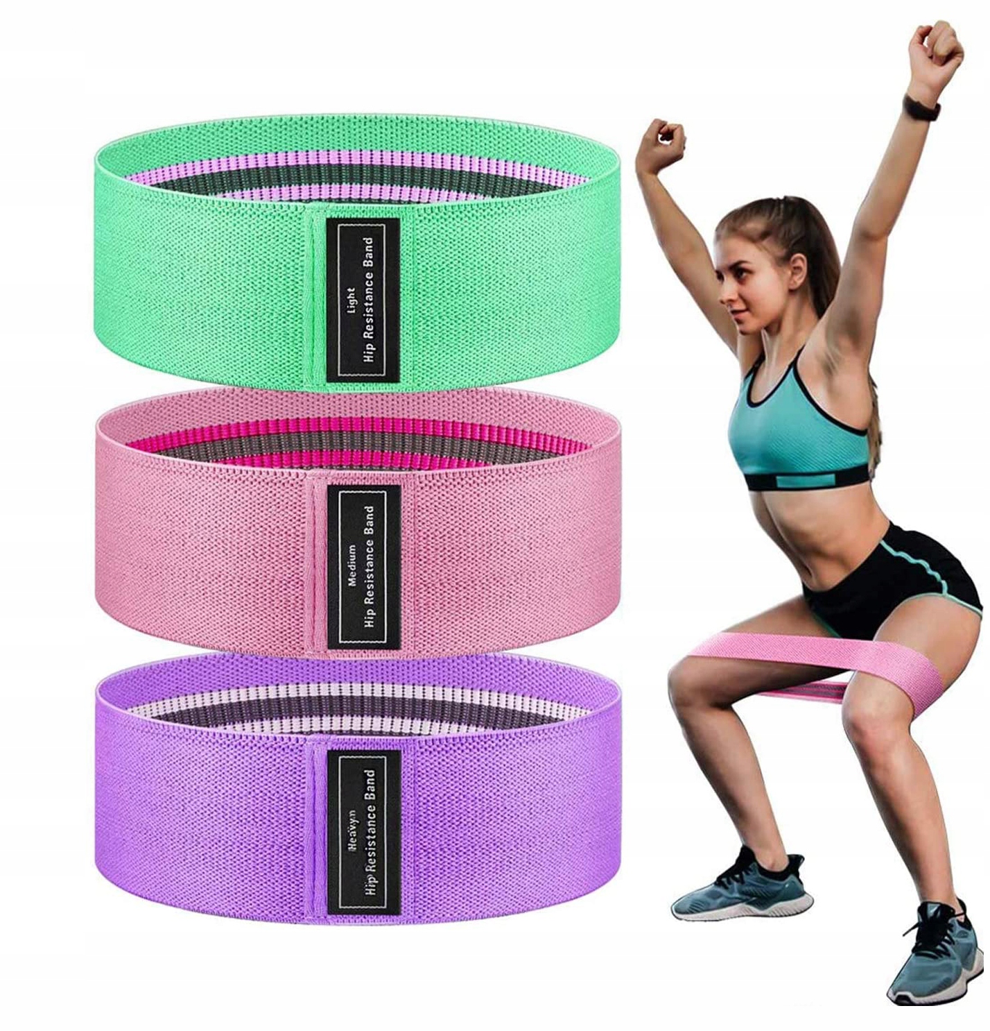 Textilní odporová guma, sada odporových gum - 3ks v baleni, CrossFit fitness vip