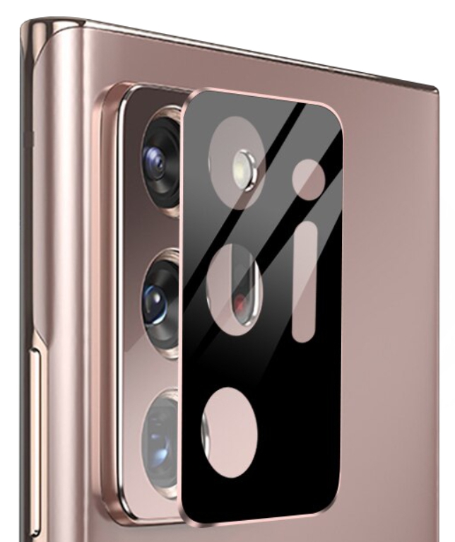 Samsung Note 20 Ultra, hybrid tvrzené černé sklo objektivu, hliníkový černý rám