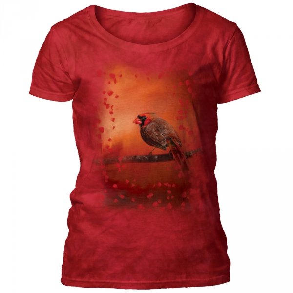 Tričko 3D potisk - Elegance In Red, malý ptáček - The Mountain / pro ženy