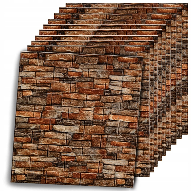 Samolepicí panely, 3D cihlové tapety - sada 10 kusů (5,4 m2) tmavá cihla #3 vip