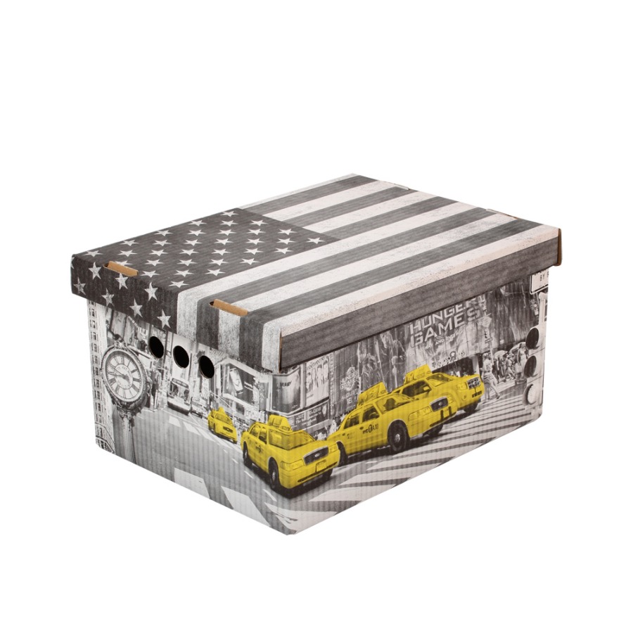 Dekorativní krabice New York A4 úložný box, velikost 33x25x18cm
